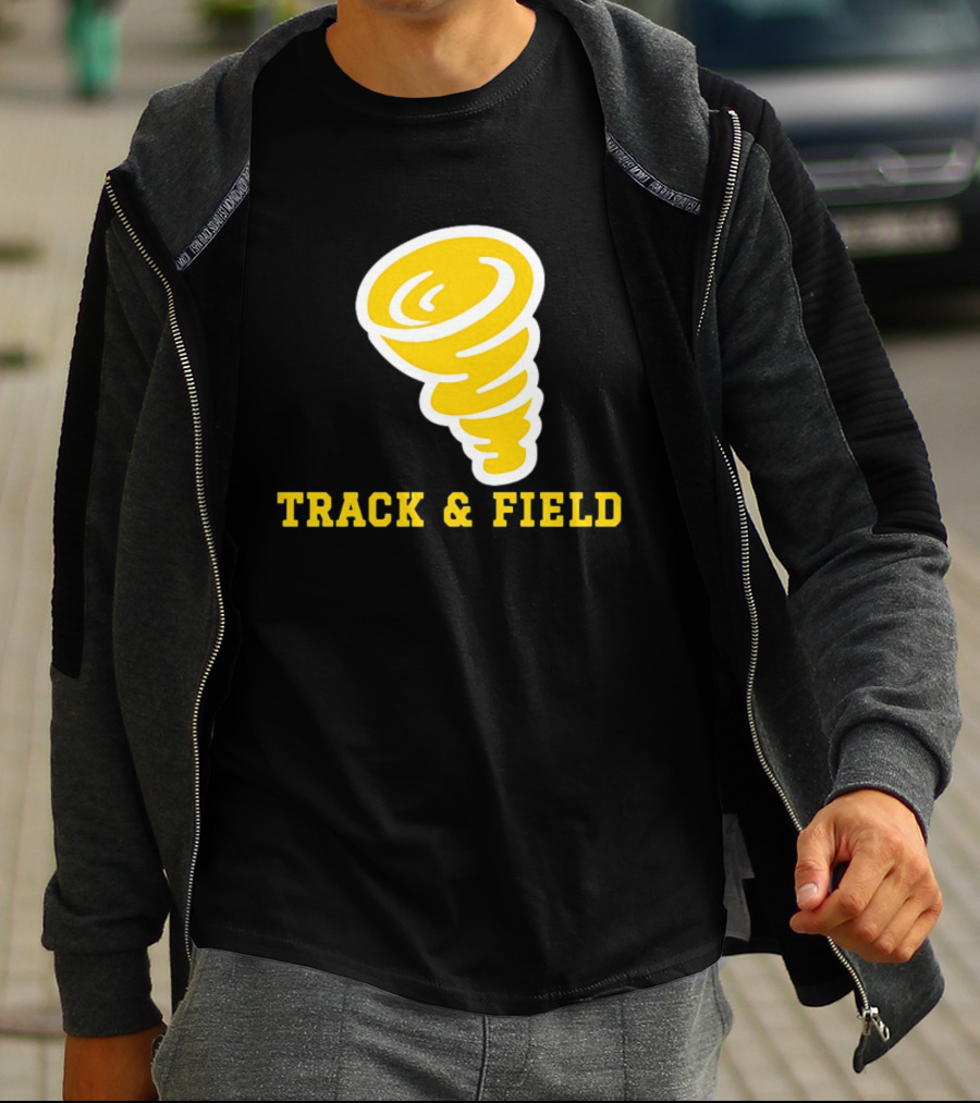 Tornado Track And Field Yellow Swirl Team Athletics T-Shirt