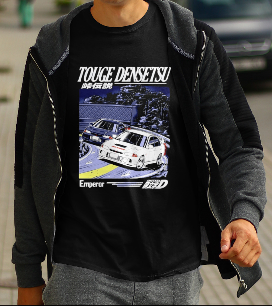 Touge Densetsu Emperor Initial D Mitsubishi Lancer Evolution Racing Scene T-Shirt