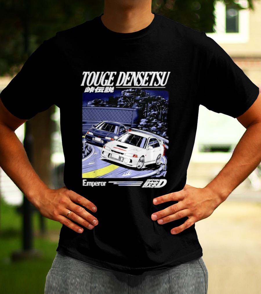 Touge Densetsu Emperor Initial D Mitsubishi Lancer Evolution Racing Scene T-Shirt