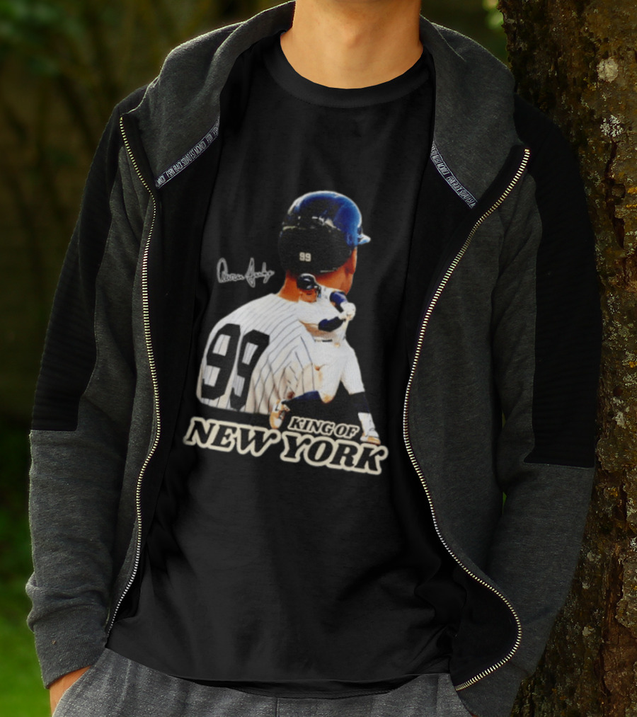 Aaron Judge 99 King Of New York Yankees Baseball Player Signed T-Shirt