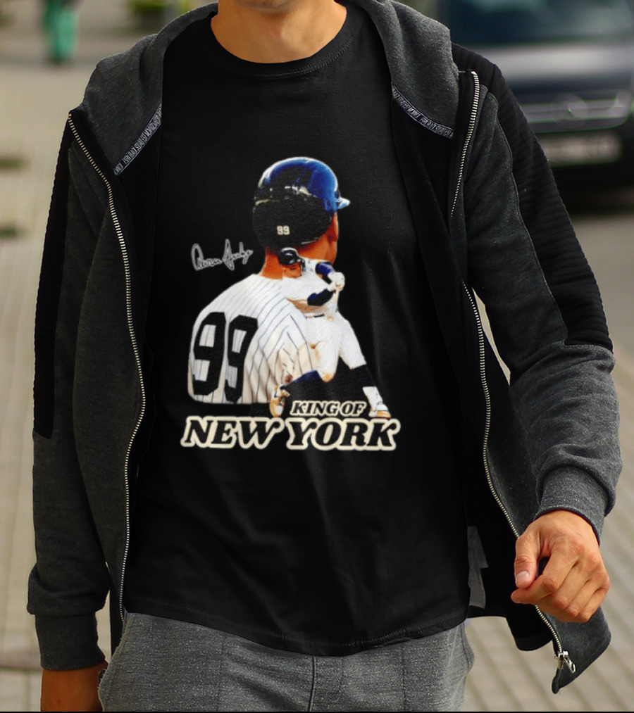 Aaron Judge 99 King Of New York Yankees Baseball Player Signed T-Shirt
