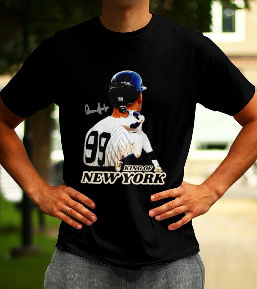 Aaron Judge 99 King Of New York Yankees Baseball Player Signed T-Shirt