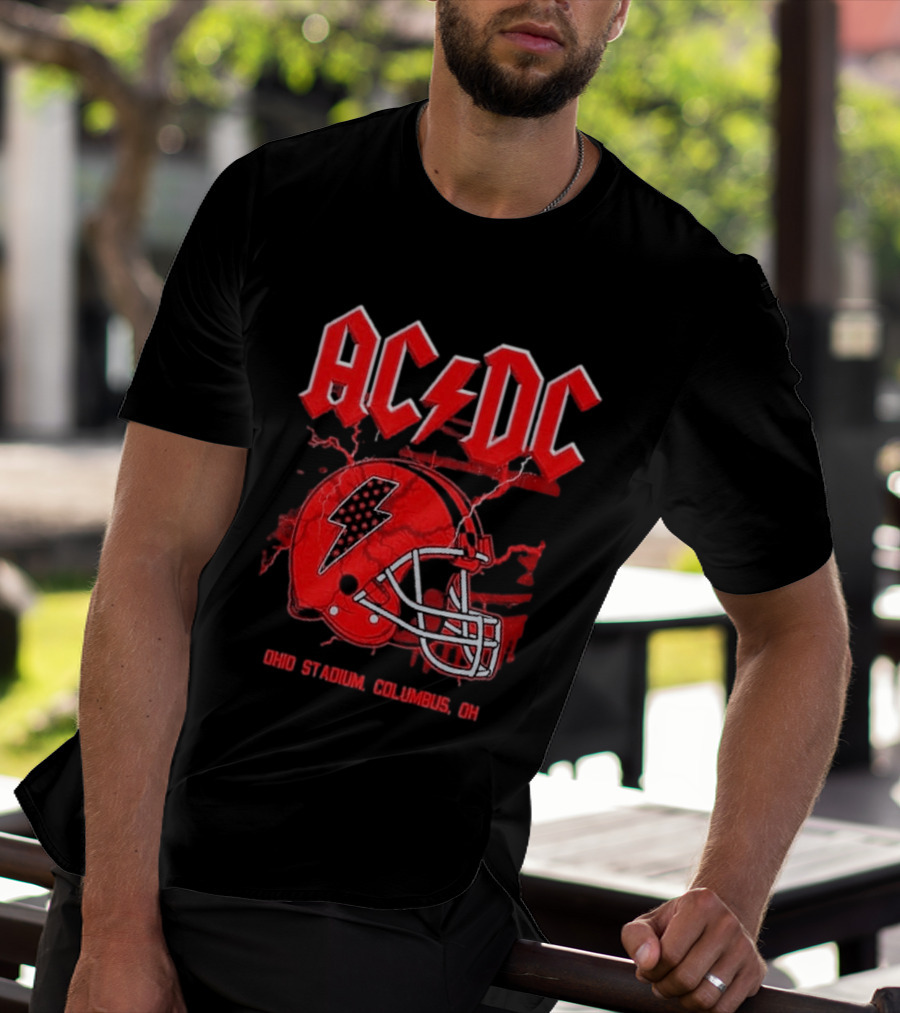 ACDC Pwr Up Tour 2026 Ohio Stadium Columbus Exclusive July 15 Lightning Bolt Helmet T-Shirt