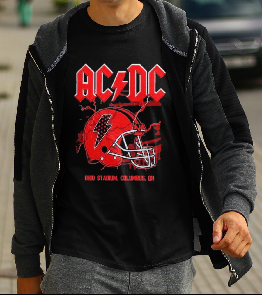 ACDC Pwr Up Tour 2026 Ohio Stadium Columbus Exclusive July 15 Lightning Bolt Helmet T-Shirt