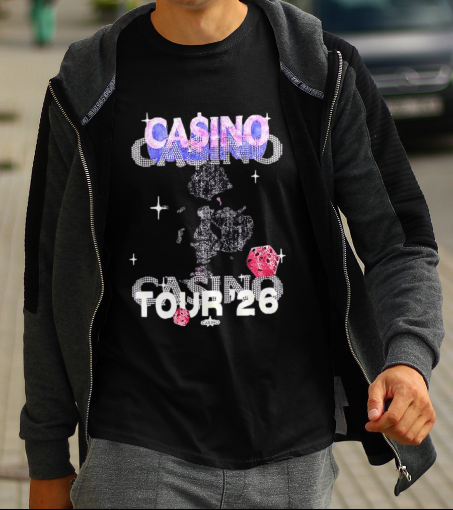 Casino Tour '26 Dice Gambling Las Vegas Sparkle Dice Stars T-Shirt