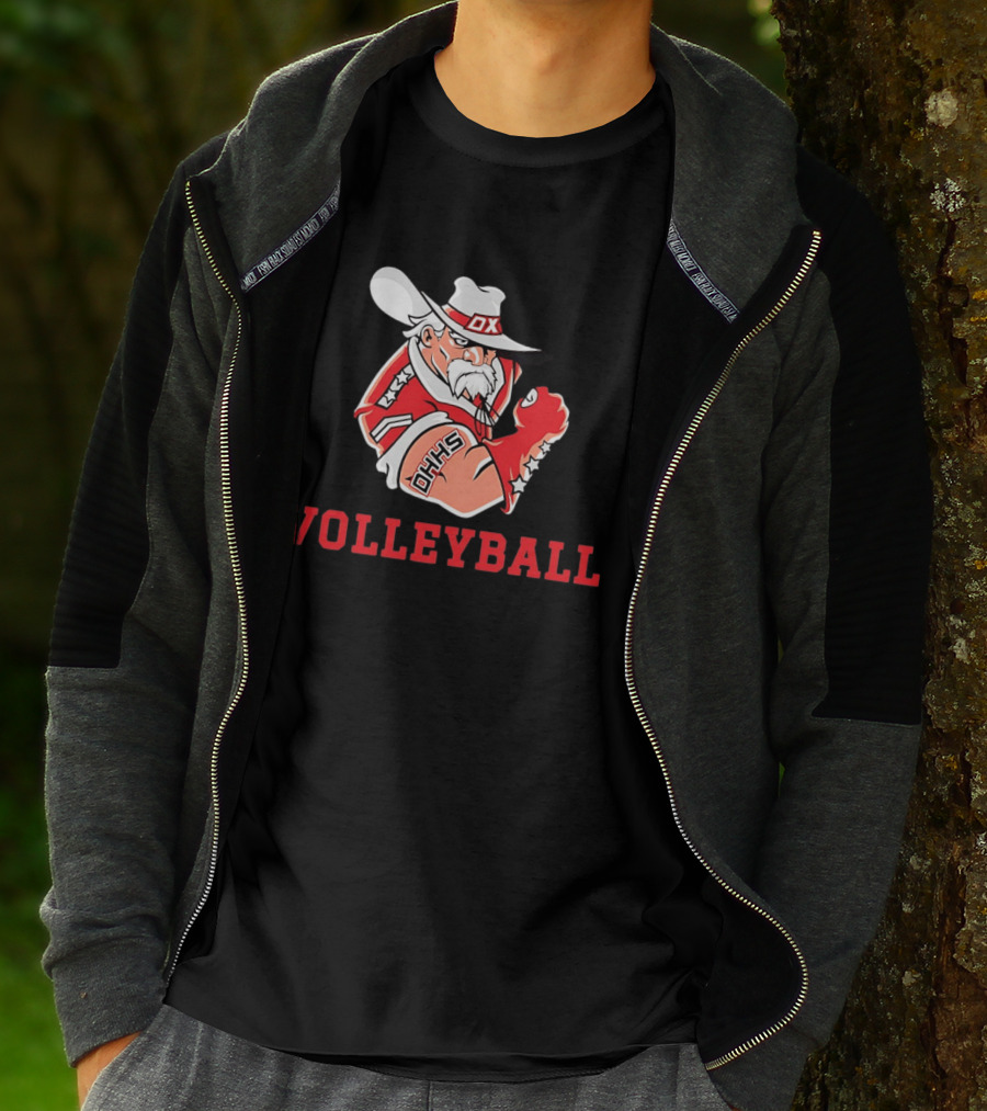 DHHS Volleyball Ox Mascot With Cowboy Hat And Gloves T-Shirt