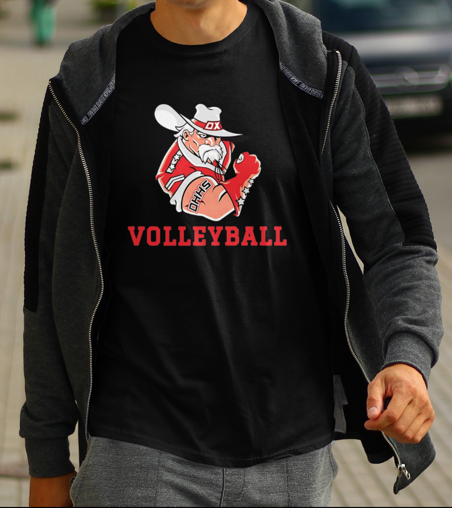 DHHS Volleyball Ox Mascot With Cowboy Hat And Gloves T-Shirt