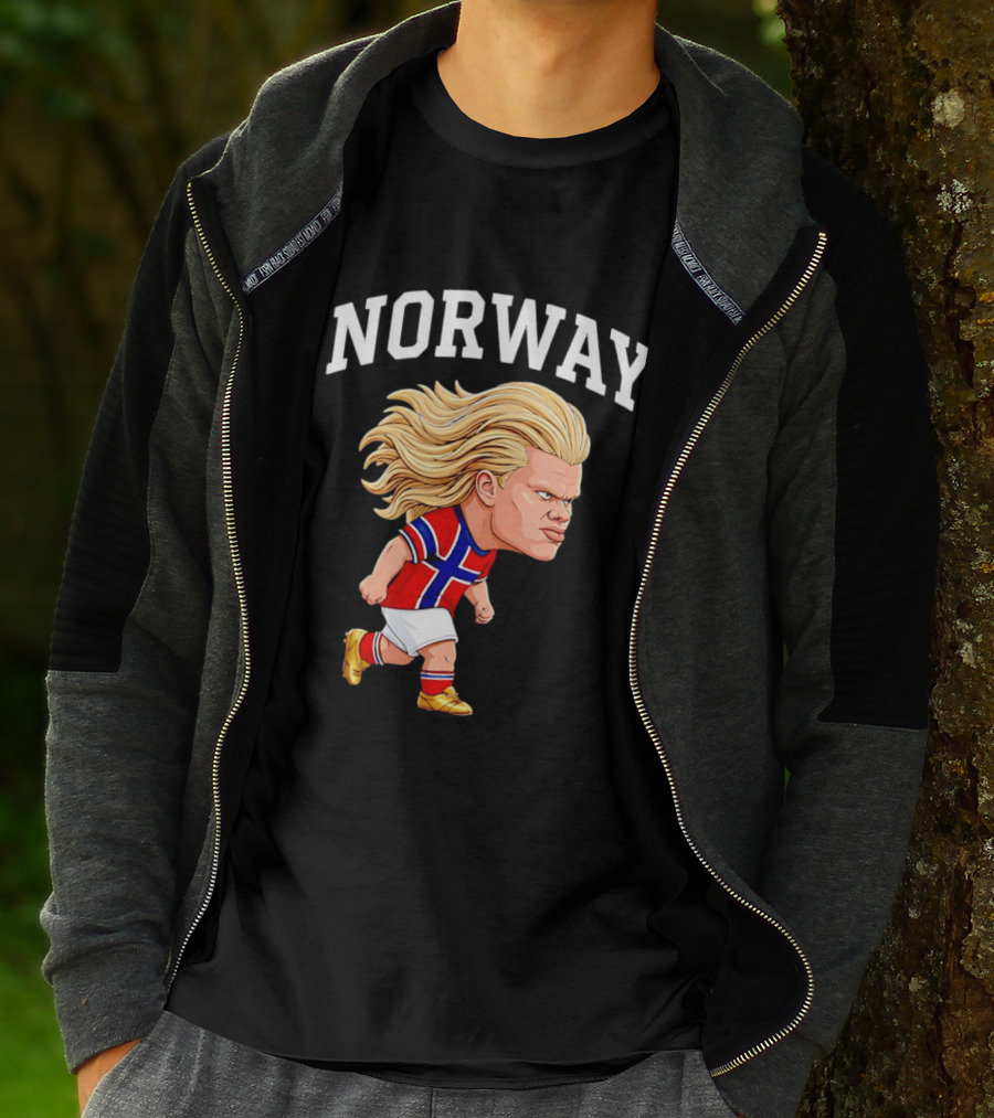 Erling Haaland Norway Football Player Caricature Nordic Soccer Star T-Shirt
