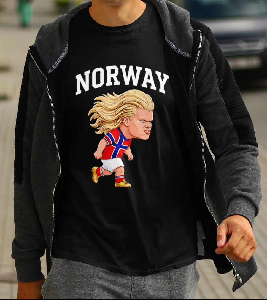 Erling Haaland Norway Football Player Caricature Nordic Soccer Star T-Shirt