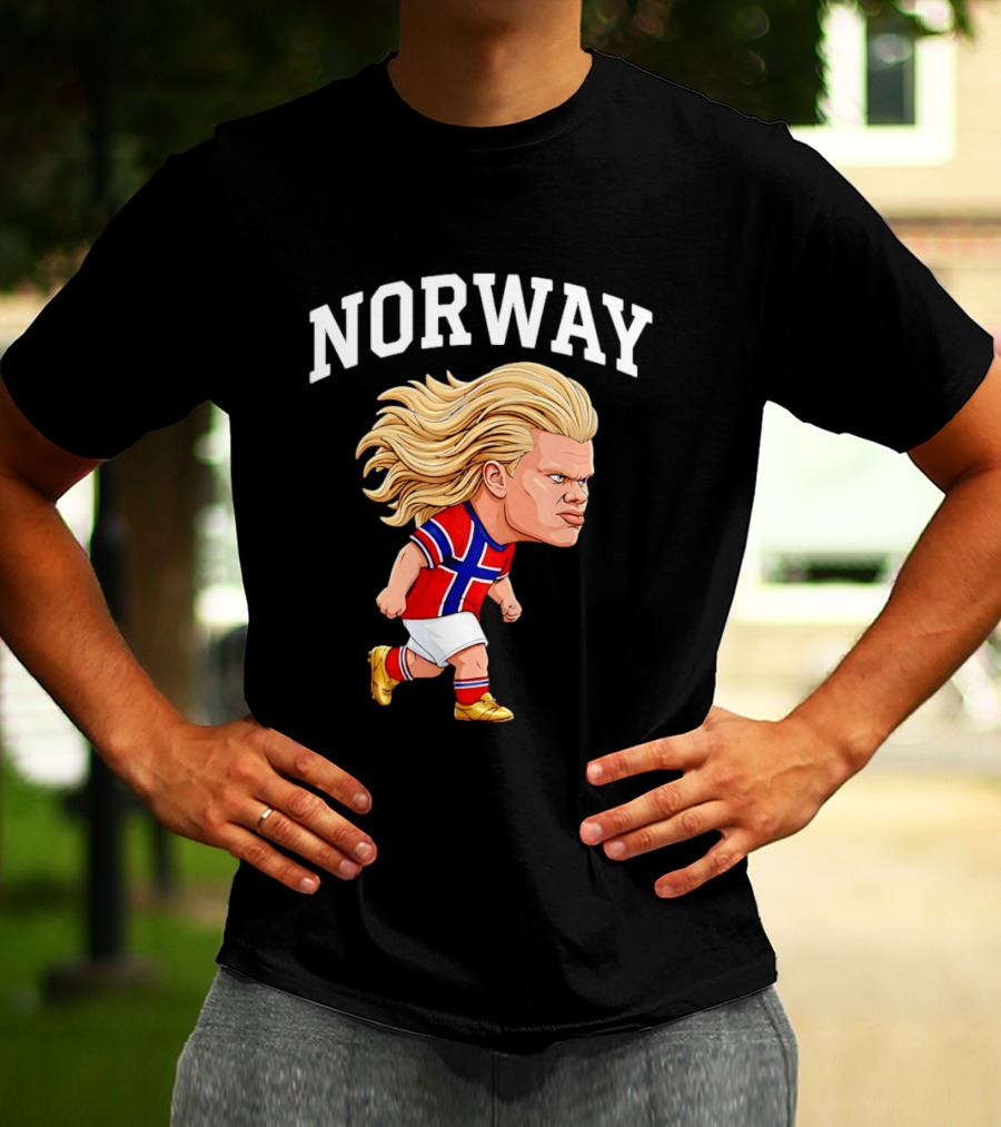 Erling Haaland Norway Football Player Caricature Nordic Soccer Star T-Shirt