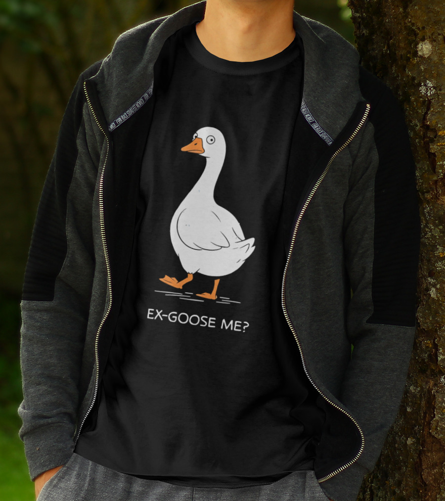 Ex Goose Me Goose Pun Cartoon Walking Goose T-Shirt