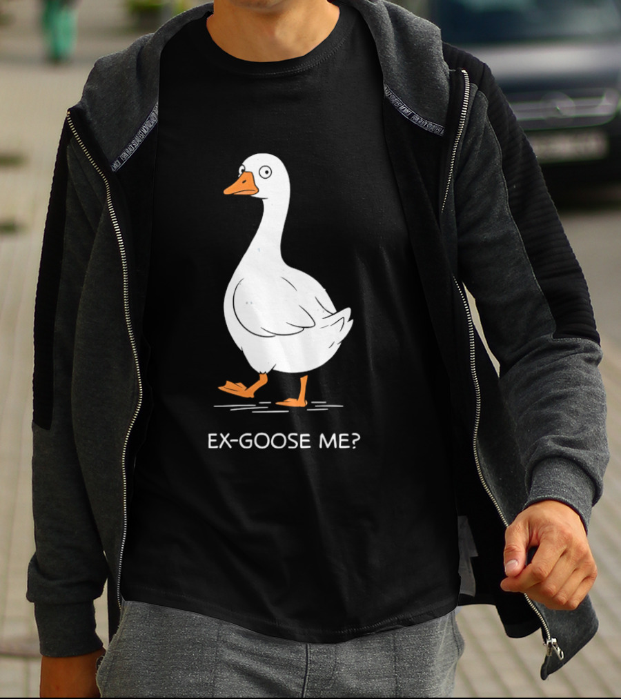 Ex Goose Me Goose Pun Cartoon Walking Goose T-Shirt