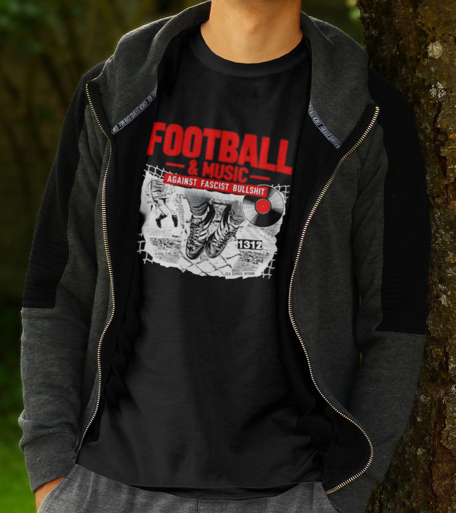 Football And Music Against Fascist Bullshit Vinyl Record 1312 T-Shirt