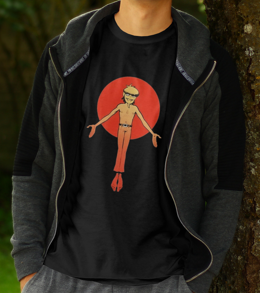 Gorillaz Murdoc Crucifix Pose Red Circle T-Shirt