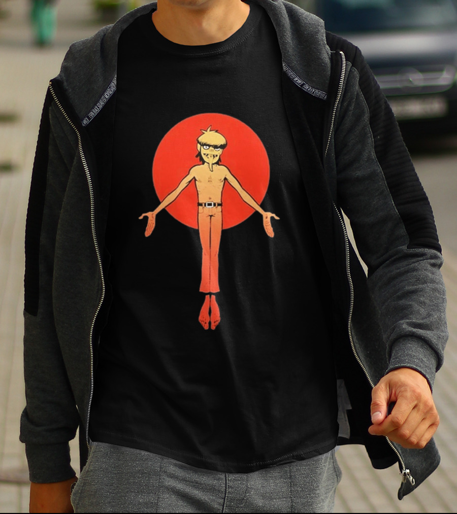 Gorillaz Murdoc Crucifix Pose Red Circle T-Shirt