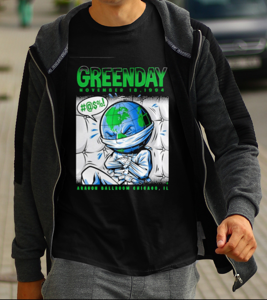 Greenday November 18 1994 Aragon Ballroom Chicago IL Earth T-Shirt