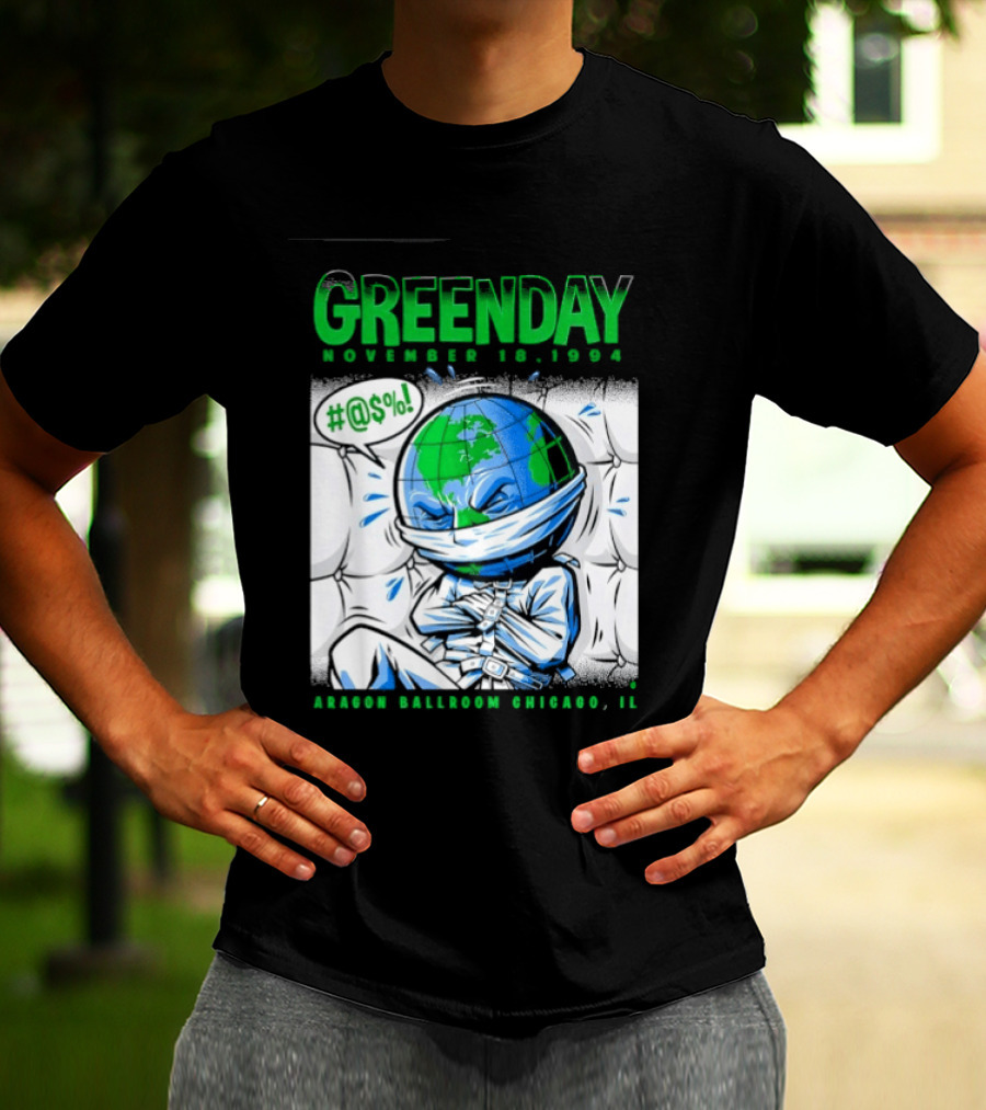 Greenday November 18 1994 Aragon Ballroom Chicago IL Earth T-Shirt