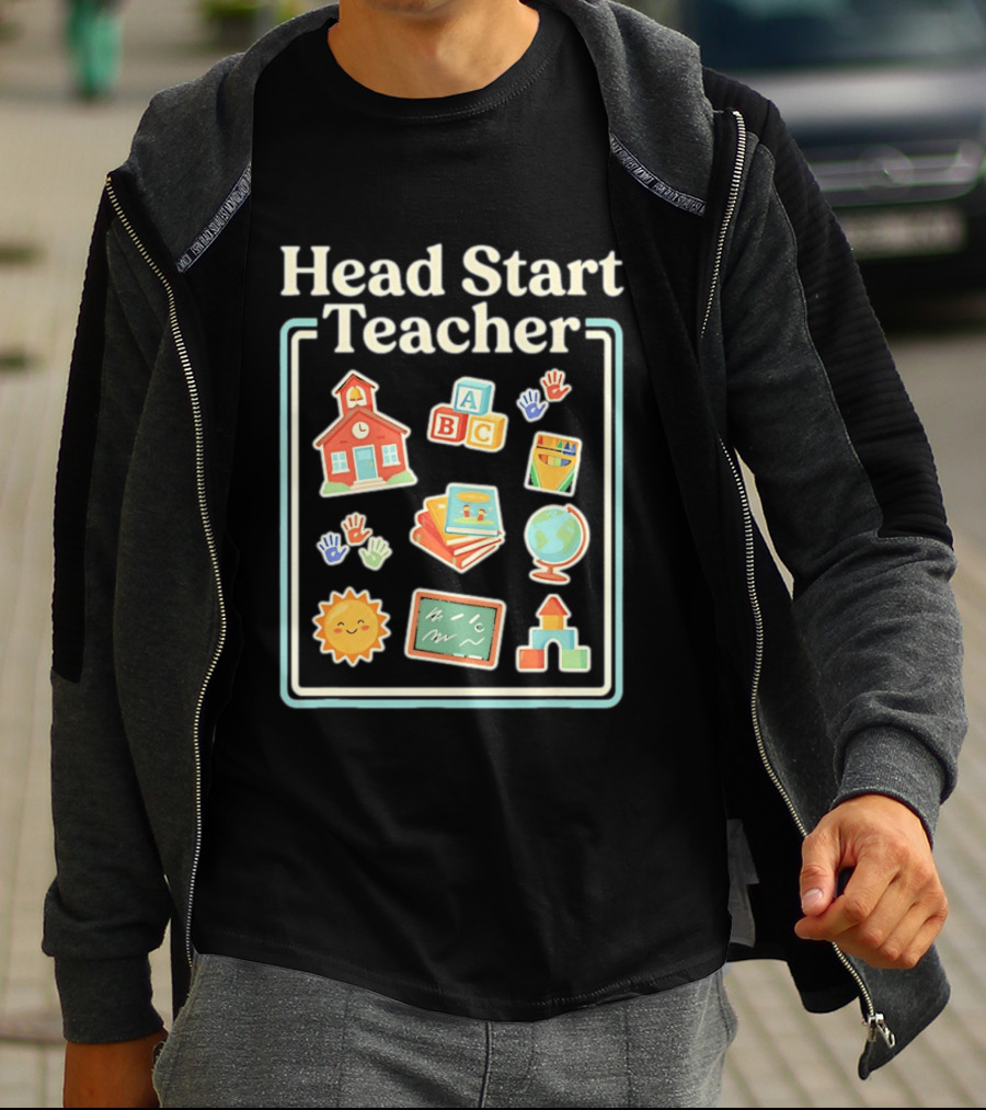 Head Start Teacher ABC Classroom Learning Sun Globe School Building Blocks T-Shirt