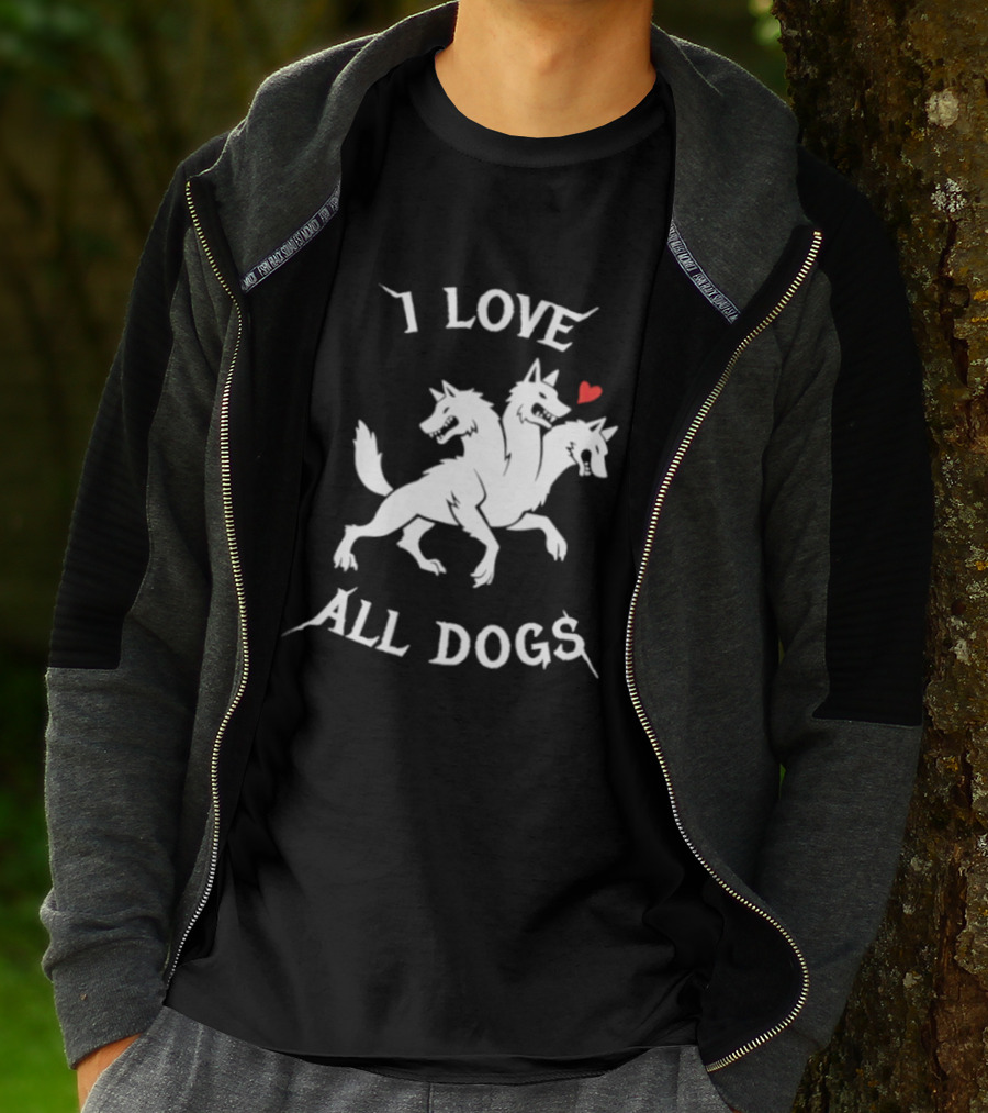 I Love All Dogs Cerberus Three Headed Mythical Canine T-Shirt