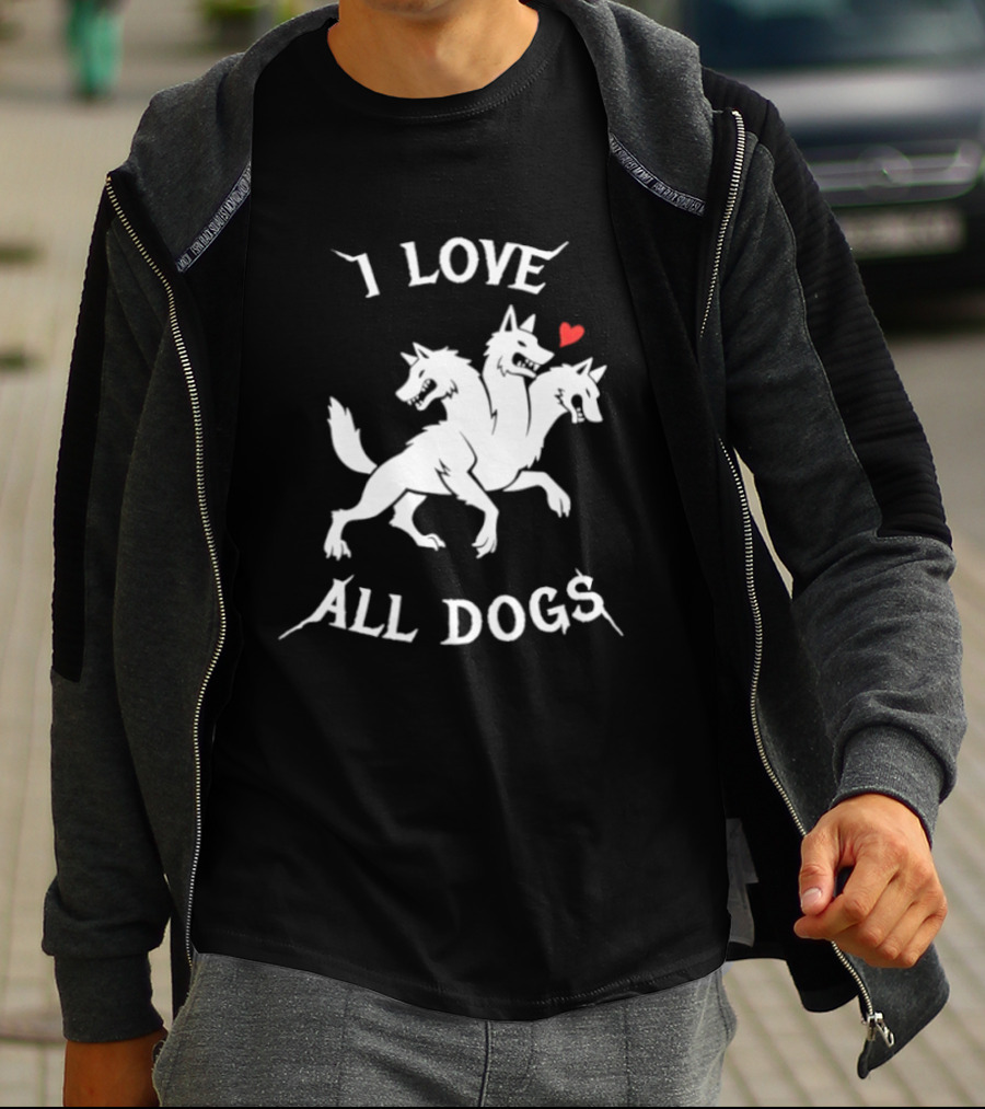 I Love All Dogs Cerberus Three Headed Mythical Canine T-Shirt