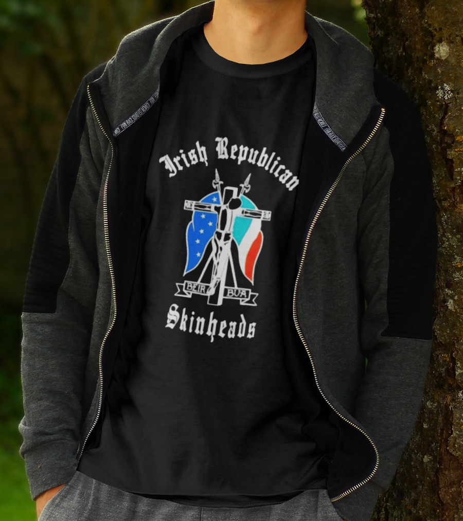 Irish Republican Skinheads Beir Bua Flag Cross T-Shirt