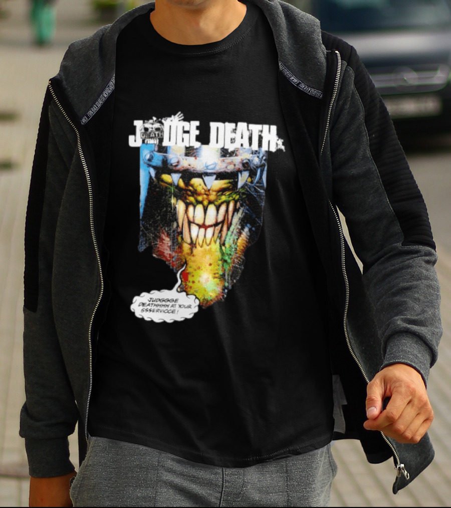 Judge Death 2000 AD Comic Book Character Jugggge Deathhhh At Your Sssservice T-Shirt