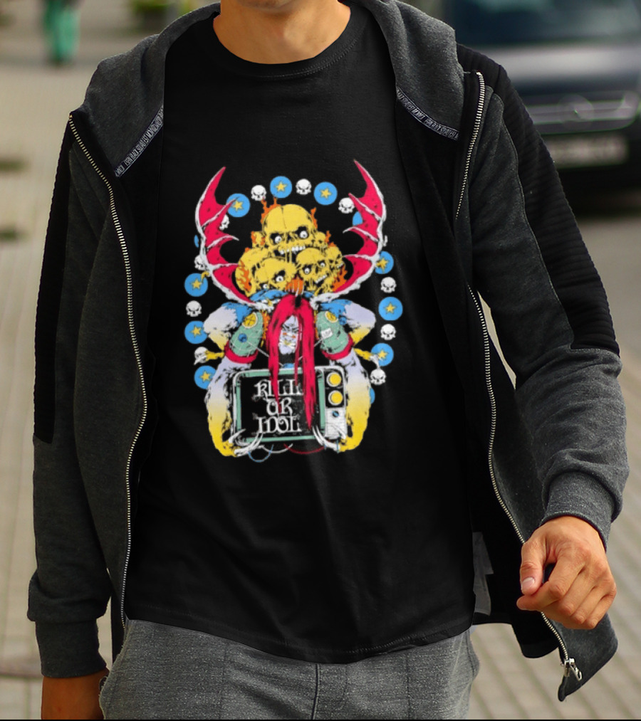 Kill Or Idol Skulls Television Gothic Antlers Stars T-Shirt