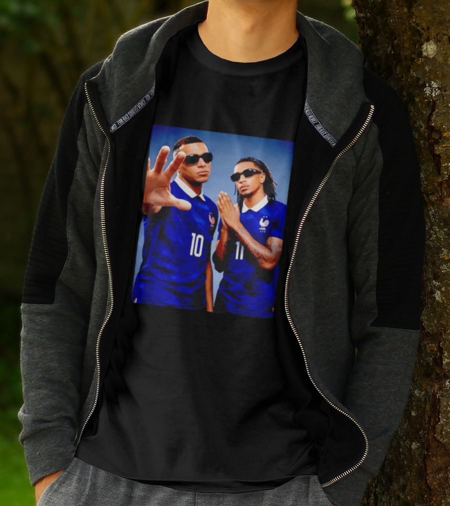 Kylian Mbappe Ousmane Dembele France National Football Team Jersey Blue T-Shirt