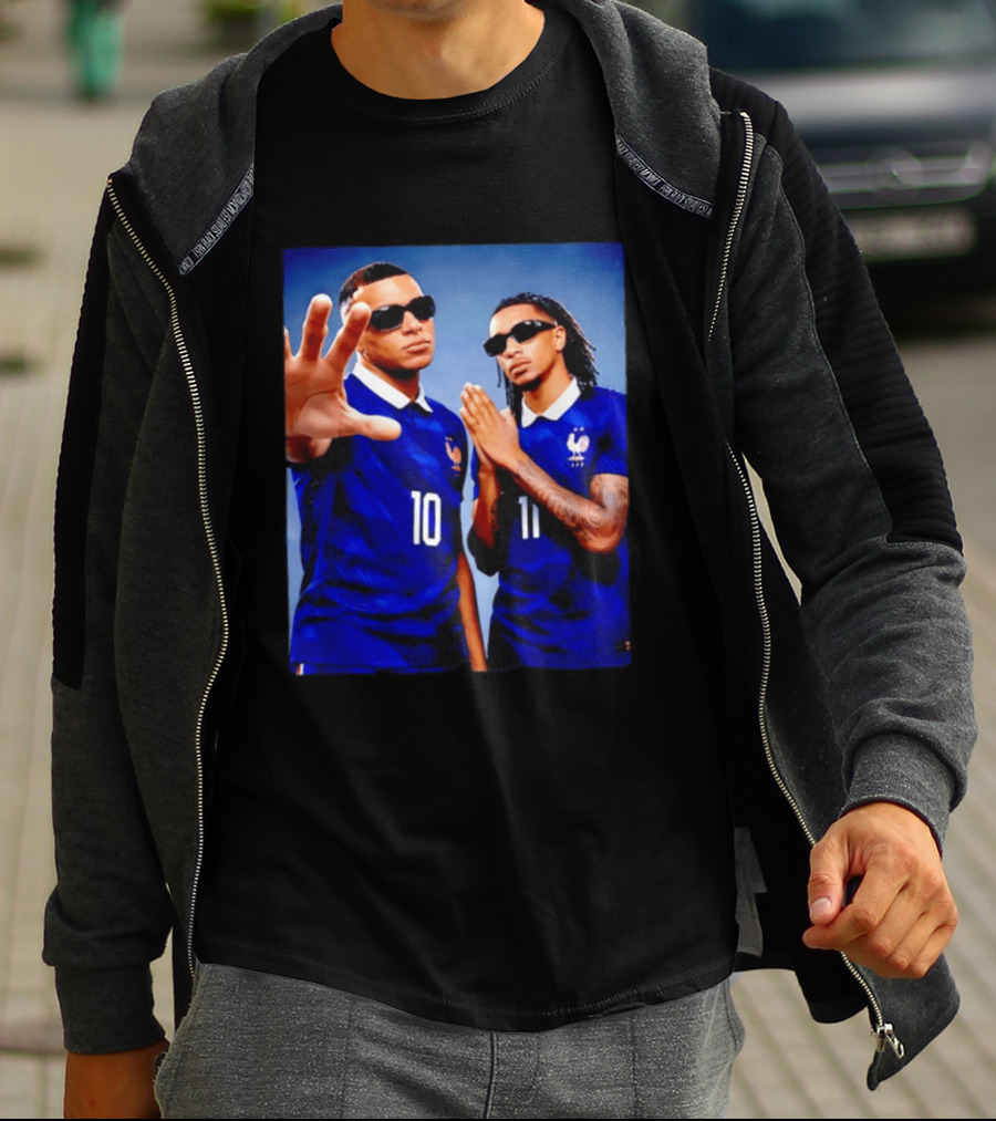 Kylian Mbappe Ousmane Dembele France National Football Team Jersey Blue T-Shirt
