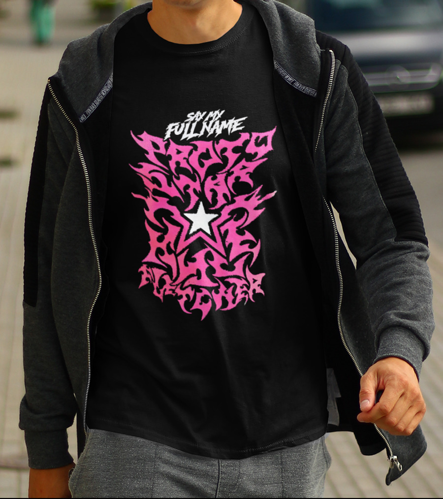Pretty Peter Avalon Say My Full Name Star Pink Text AEW T-Shirt