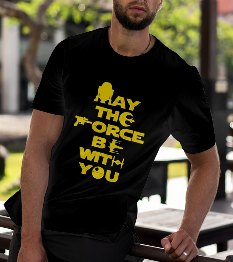 Star Wars May The Force Be With You Droid And Spaceship T-Shirt