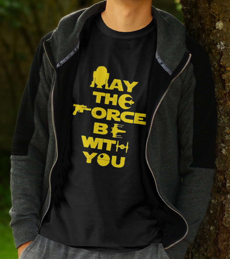 Star Wars May The Force Be With You Droid And Spaceship T-Shirt