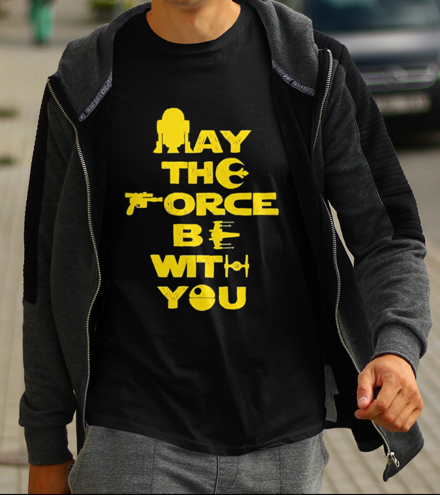 Star Wars May The Force Be With You Droid And Spaceship T-Shirt