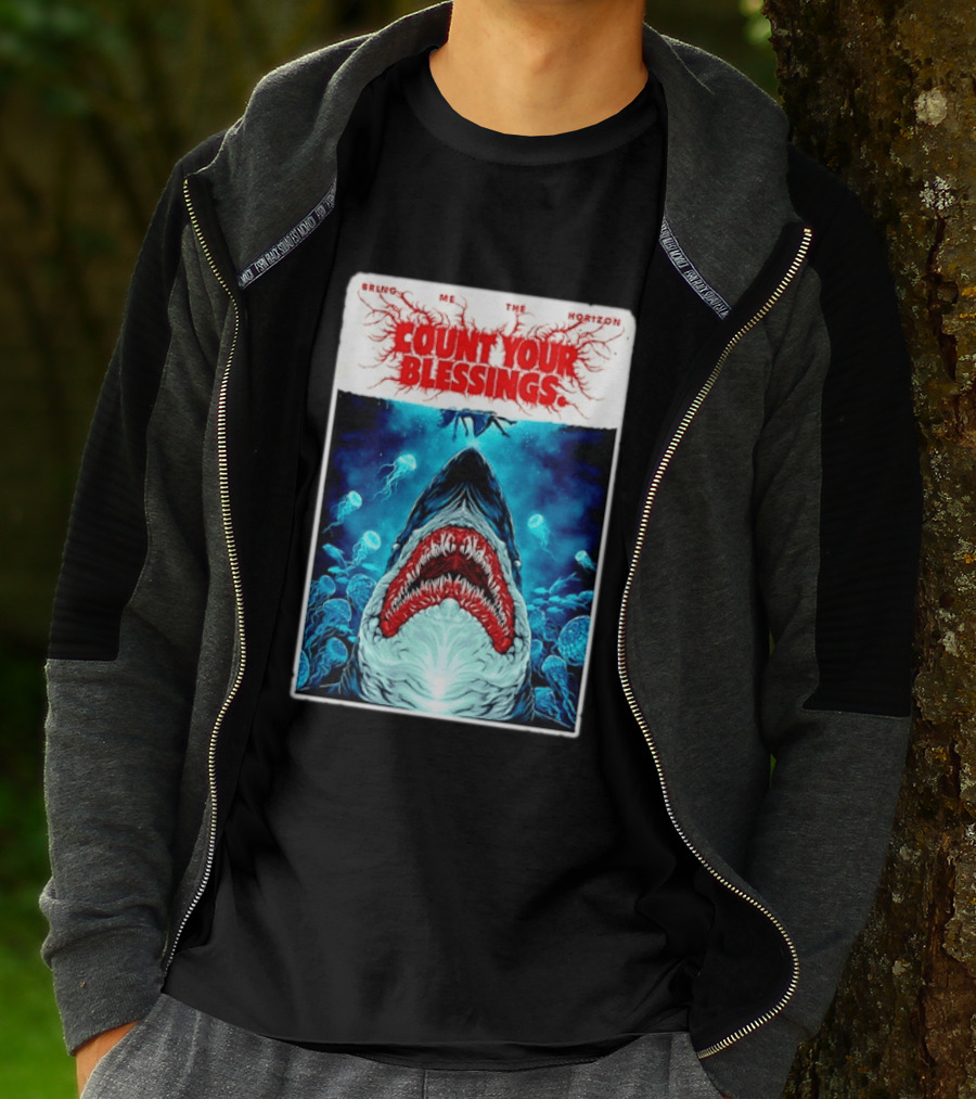 Bring Me The Horizon Count Your Blessings Shark And Jellyfish Ocean Scene T-Shirt