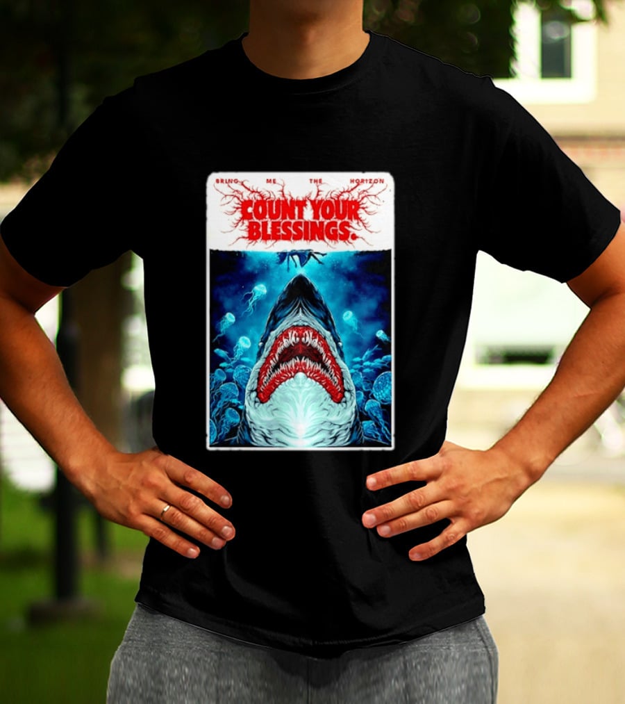 Bring Me The Horizon Count Your Blessings Shark And Jellyfish Ocean Scene T-Shirt