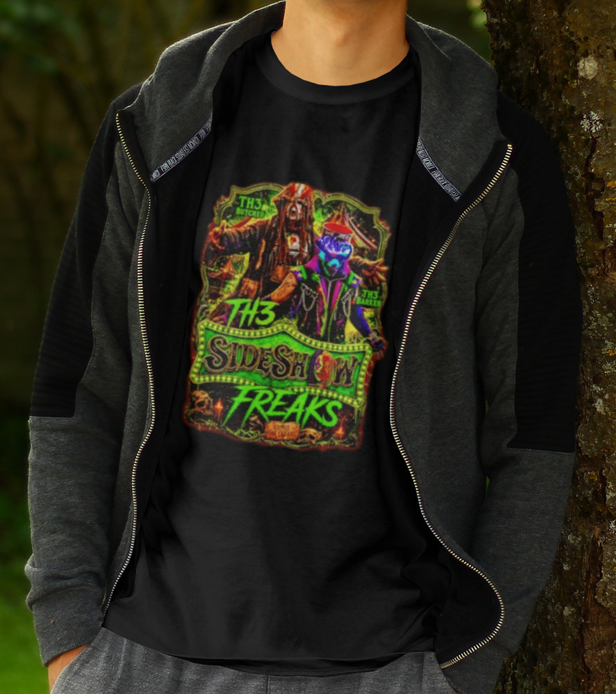TH3 Sideshow Freaks Butcher Barker Admit The Freaks Carnival Horror T-Shirt