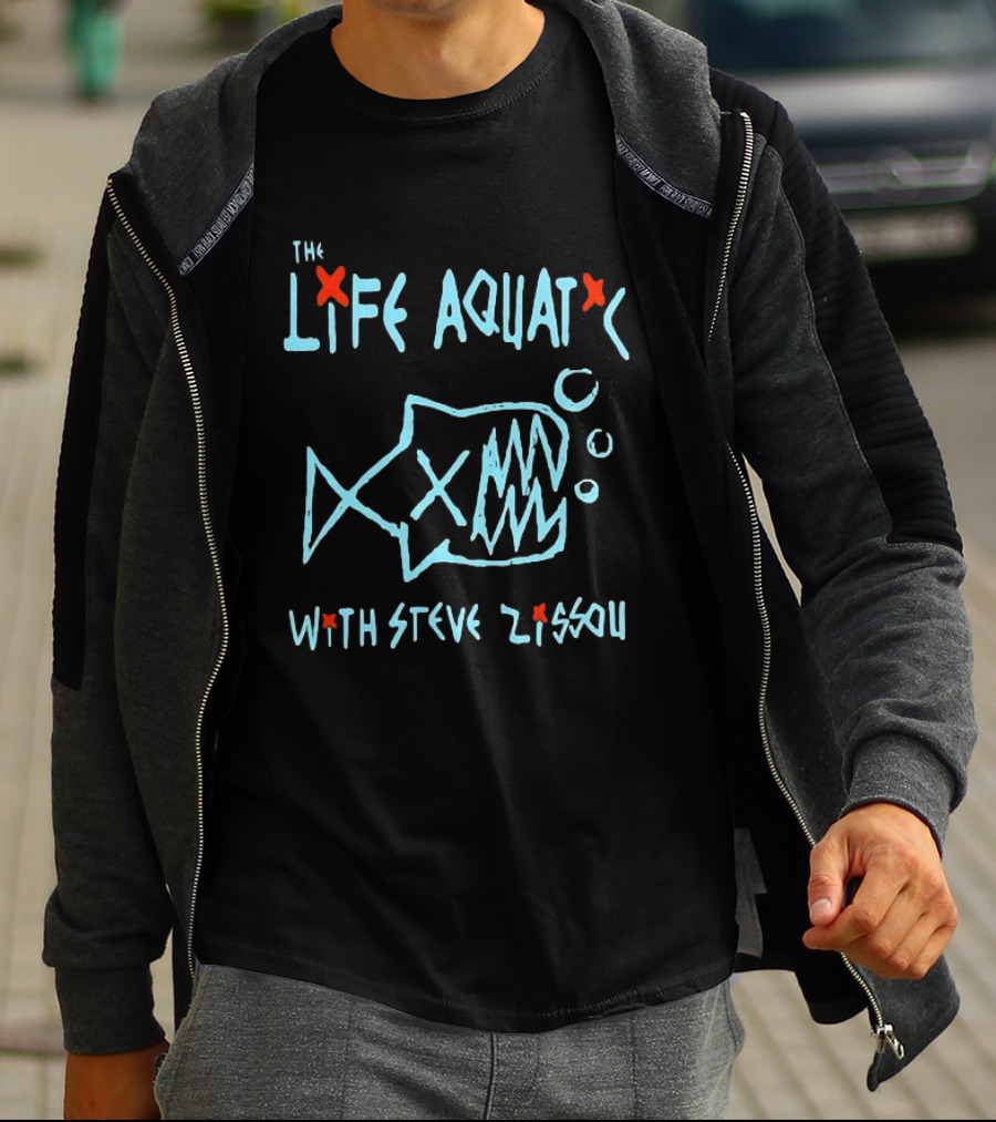 The Life Aquatic Wes Anderson Film Steve Zissou Art Shark Drawing T-Shirt