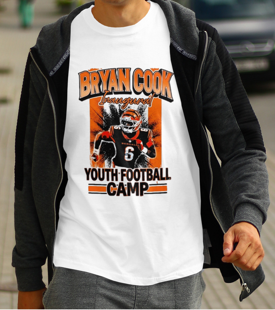 Bryan Cook Inaugural Youth Football Camp Cincinnati Bengals Player Number 6 T-Shirt