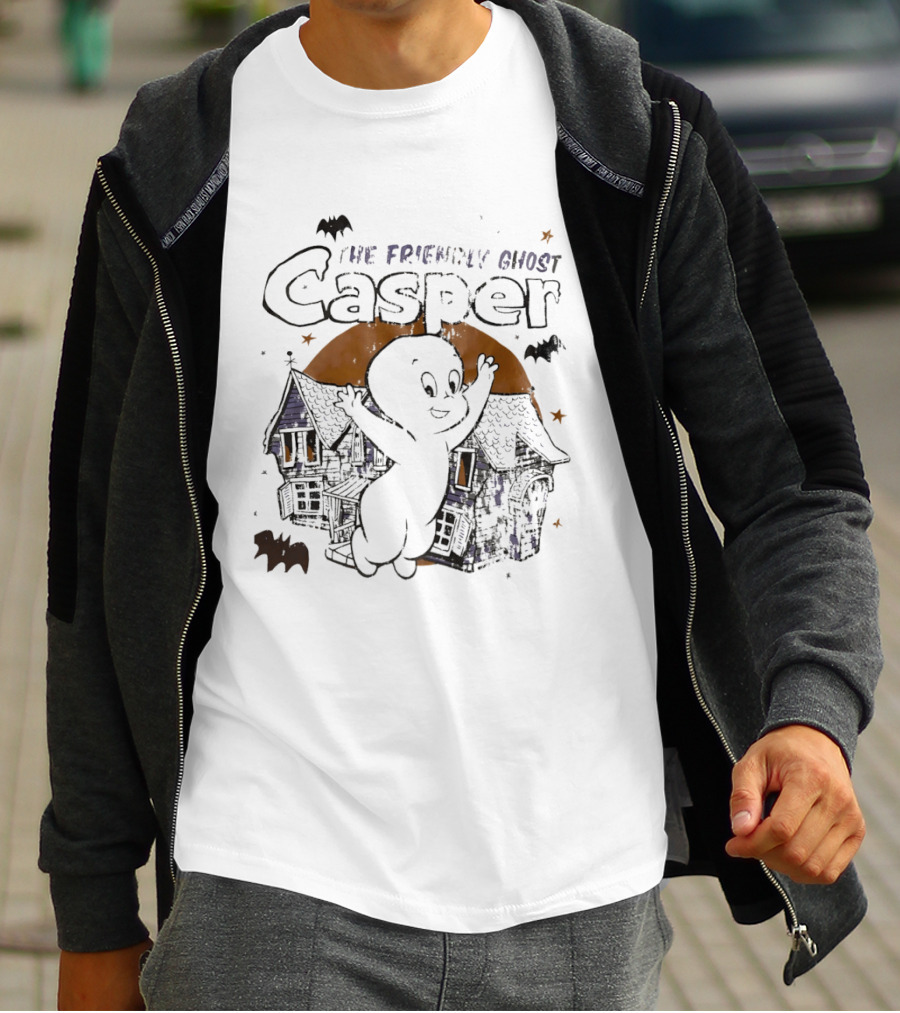 Casper The Friendly Ghost Haunted House Halloween Bats T-Shirt