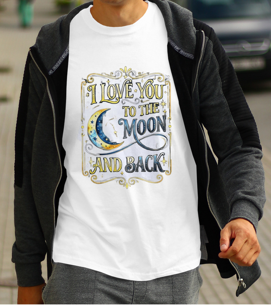 I Love You To The Moon And Back Celestial Stars Moon T-Shirt