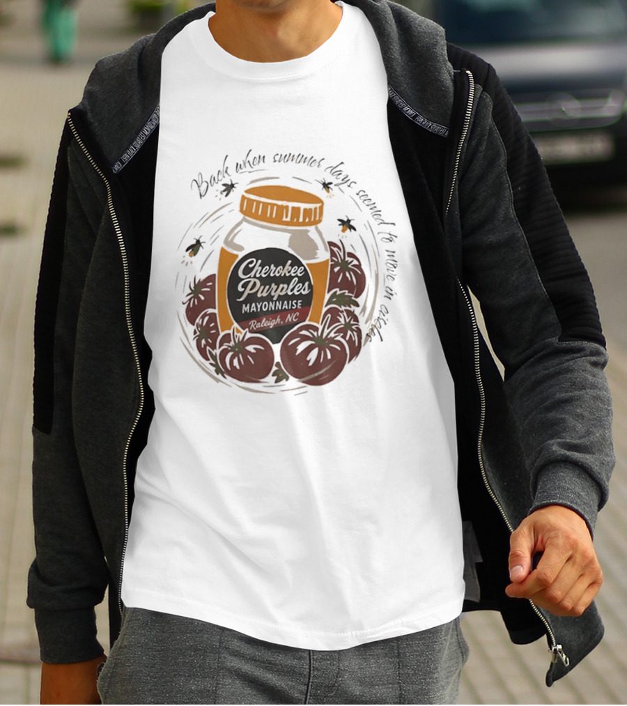 Cherokee Purples Mayonnaise Back When Summer Days Seemed To Move In Circles Tomatoes Jar T-Shirt