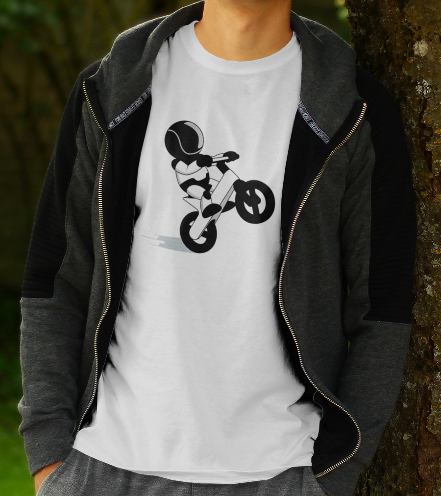 Stick Figure Biker Wheelie Adventure T-Shirt