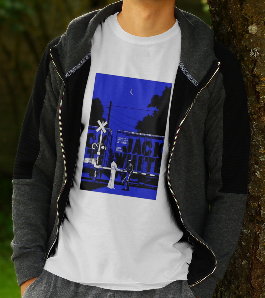 Jack White Rough Francis Essex Junction VT July 15 2026 Train Crossing Night Scene Moon T-Shirt