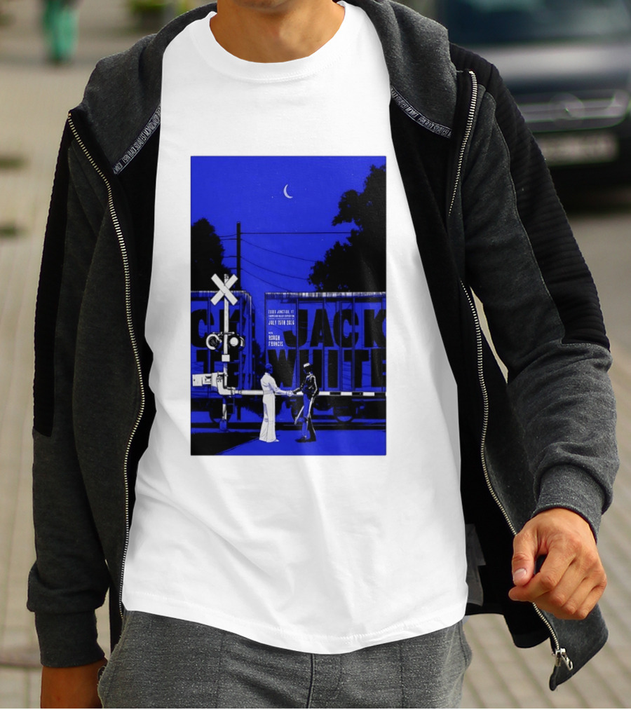 Jack White Rough Francis Essex Junction VT July 15 2026 Train Crossing Night Scene Moon T-Shirt