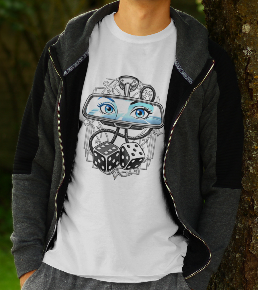 Rearview Mirror Eyes And Hanging Dice Car Accessories T-Shirt