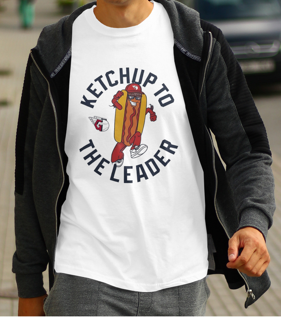 Ketchup To The Leader Hot Dog Baseball Funny Cool Running T-Shirt