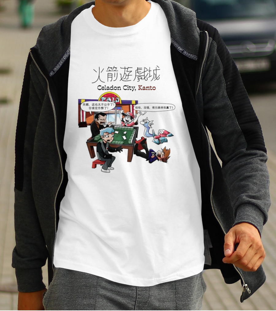 Celadon City Kanto Casino Scene With Iconic Characters T-Shirt
