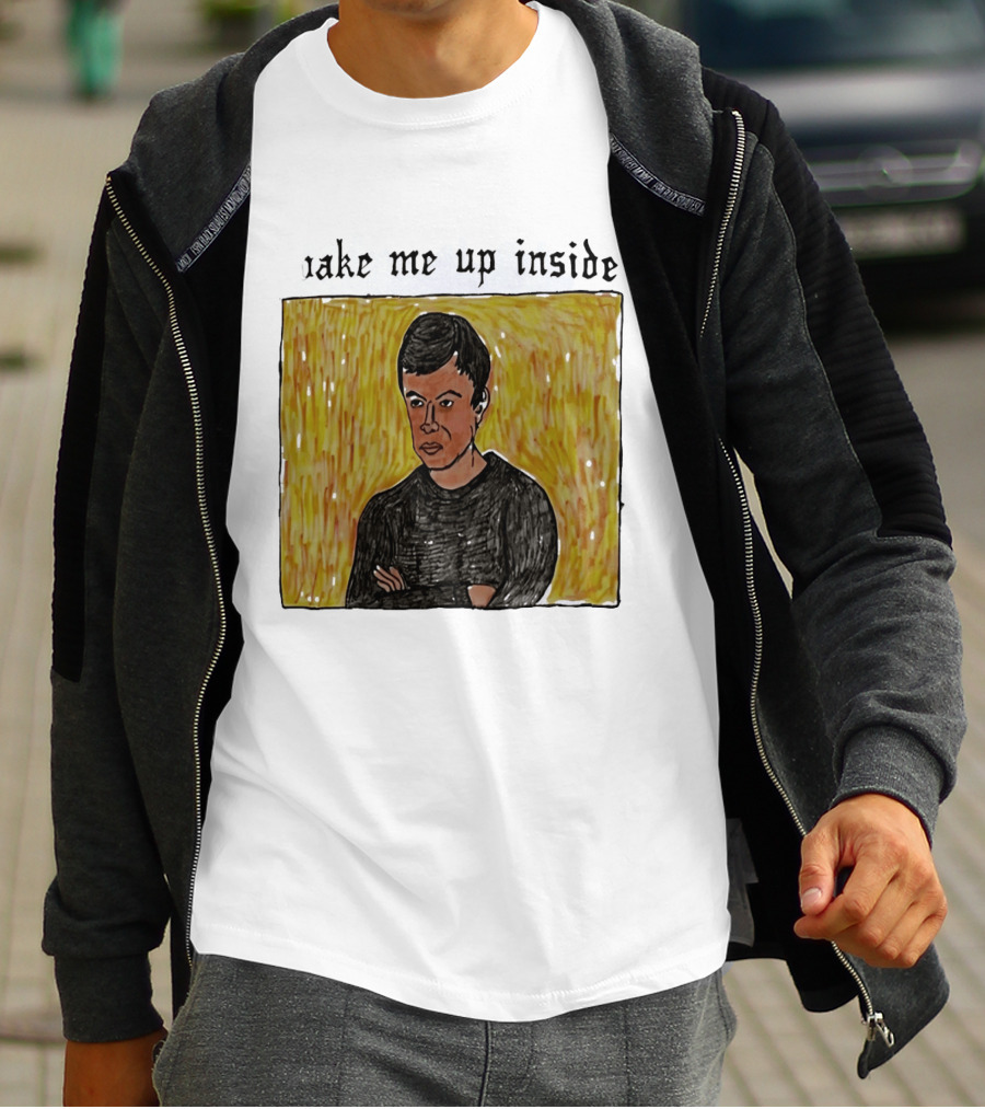 The Rehearsal 2 Wake Me Up Inside Meme Illustration With Contemplative Character On Yellow T-Shirt
