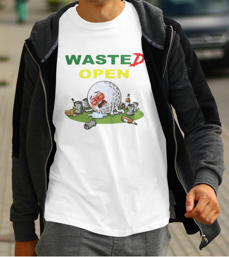 Wasted Open Funny Golf Ball Drinking Party Cans And Bottles T-Shirt