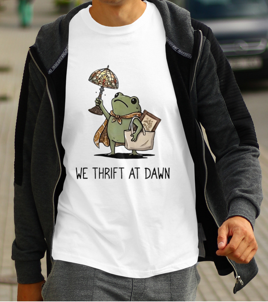 We Thrift At Dawn Frog With Vintage Lamp And T-Shirt
